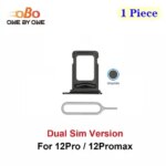 Dual SIM Card Tray Holder Slot Replacement iPhone 12 Pro Max 12Promax Double SIM Card Tray Slot Holder Graphite Silver (1PC) (New)