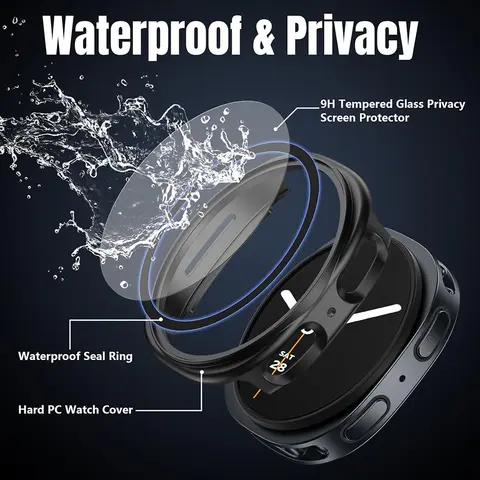 S1209f0bed6354046b7813dc8c15e6307P_480x480q75 Tempered Glass+PC Case Samsung Galaxy Watch 8 9 40mm 44mm All Coverage Screen Protector Case Galaxy Watch 9 Accessories (New) - Image 1