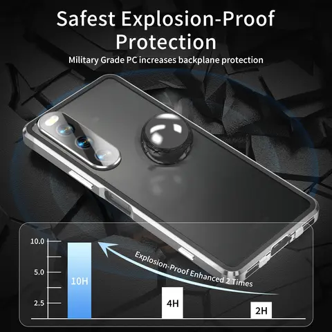 S121d127ba56a43f99af7d7167ea57997D_480x480q75 360 Metal Magnetic Case Sony Xperia 10 5 V VI III Xperia 1 IV V VII Tempered Glass Aluminum Alloy Frame Frosted Back Cover (New) - Image 1