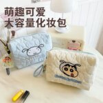 Crayon Shin-chan Cosmetic Bag Cute Down Makeup Bag for Women Portable Travel Handbag Large Capacity Kawaii Storage Bag (New)