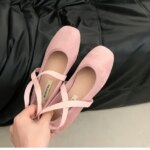 Womens Ballet Flat Shoes Comfortable Anti Slip Outdoor Dress Mary Jane Shoes Square Toe Autumn Fashion Retro Casual Shoes (New)