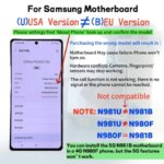 Fully Tested Unlocked For Samsung Galaxy Note 20 Ultra 4G N980F N985F 5G N986B N981B Motherboard EU Version Logic Board (New)