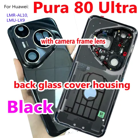 S13b70a636c1d472faaa8f0b743e15053k_480x480q75 Best AAA Back Battery Cover Huawei Pura 80 Ultra Housing Case Rear Lid with Camera Frame Glass Lens Phone Shell + Adhesive (New) - Image 1