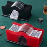 Red/Black Manual Card Shuffler 2 Deck with Hand Crank Card Shuffler for Blackjack UNO Poker Playing Card Dealer Machine (New)