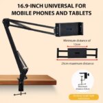 360 °   Adjustable Tablet Phone Stand Rotatable Long Arm Metal Holder for 4-11 Inch iPad iPhone Xiaomi Huawei Samsung (New)