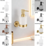 Brushed Nickel Brass Knurled Wall Mount Hand Sanitizer Bottle Soap Dispenser Glass Bottle Holder Bathroom Hardware Accessories (New)