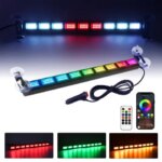 Colorful Warning Strobe Light Bars Wireless APP Remote Control Color Change Multifunction Strobe Lamp 12V 24V for Car Trucks SUV (New)