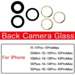 Back Camera Glass iPhone 11 12 13 14 15 Plus MIni Pro Max Rear Camera Lens With Adhesive Remove Tools Replacement (New)