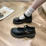 Lolita Shoes Japanese Style Platform Black high heels fashion Round Toe Mary Janes Leather Shoes Women Student Cosplay Shoes2025 (New)