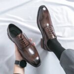 Classic Italy Pointed Toe Leather Shoes Men Luxury Oxfords Business Formal 2025 Men Shoes Boos Dress Men Black Wedding Shoes (New)
