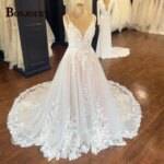 BONJOURY Modern Wedding Dresses For Woman Sleeveless Spaghetti Straps 2024 Bridal Tulle A-line Vestidos De Noiva Made To Order (New)