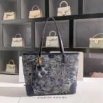 Large Capacity Blue Color Embroidery Tote Bag Fashion Purse High Quality Women Handbag Shoulder Underarm Bag Female Shopping Bag (New)