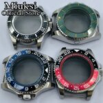 Miuksi 44mm watch case sapphire glass ceramic/titanium bezel fit NH35 NH36 ETA2824 2836 Miyota8215 DG2813 3804 PT5000 movement (New)