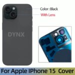 New Glass Battery Cover iPhone 15 15Plus Rear Door Housing Panel Case Camera Lens Parts iPhone15 iPhone15+ Battery Cover (New)