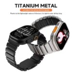 Titanium Fluoroelastomer Rubber Strap Apple Watch Ultra 3 2 1 49mm 10 11 46mm Magnetic B Iwatch 9 8 7 45mm 6 SE 3 44m (New)