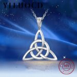 YILUOCD 925 Stering Silver Witch Knot Pendant Necklace Vintage Triangle Cross Celtic Knot Necklaces Women Lucky Amulet Jewelry (New)
