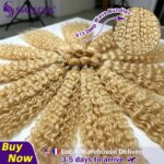 10-30 inch Deep Wave Human Hair Bundles Remy Brazilian Hair 613 Blonde Colored Deep Wave 3/4 Bundles Deals Human Hair Extension (New)