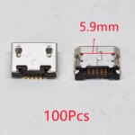 100pcs Micro USB mini Connector 5pin 59mm 64mm 72mm short needle 5P DIP2 Data port Charging port Mobile Phone end plug (New)