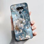 Soft Case LG K50S K40S Phone Case LMX540HM LM-X540 LMX430HM LM-X430 Fashion Butterfly Flower Black Silicone Bumper Cover (New)