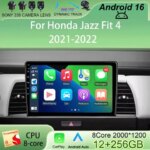 Android 16 Auto Multimedia Video Player Car Radio For Honda Jazz Fit 4 2021 2022 Navigation GPS Head Unit Stereo 360 Camera DSP (New)