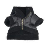 Pet Accessories Thickened Dog Leather Jacket Coat Warm Windproof Dog Motorcycle Jacket Velvet Dog Fur Jackets For Autumn/Winter (New)