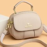 Solid Color Luxury Leather Handbag Fashion Women Mobile Phone Bag Simple Large-capacity multilayer Shoulder Crossbody Tote Bag (New)