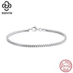 Rinntin Genuine 925 Sterling Silver Italian 2.0mm Franco Link Chain Bracelet for Women Vintage Silver Dainty Jewelry SB223 (New)