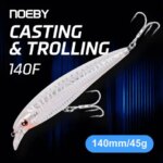 NOEBY Long Casting Minnow Lure 140mm 45g Floating Hard Lure Trolling Saltwater Freshwater Fishing (New)