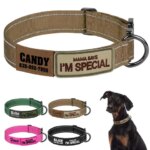 Personalized Tactical Dog Collar Nylon Military Dog Collar Reflective Anti-lost Free Print Dogs Name for Dog Training Hunting (New)