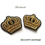 2pc/set 3d golden crown Rhinestone beaded patches for Clothing Sew on Sequin Applique decorative parches for bags hat coats (New)