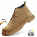 Anti-puncture Suede Leather High Tops Boots Anti Smash Comfortable Shoes for Work Safety Sneakers for Men Light Man Safety Shoes (New)