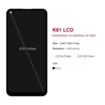 653'' LG K61 LCD Display Touch Screen Digitizer Assembly With Frame LG Q61 LMQ630EAW LM-Q630 Screen Replacement (New)