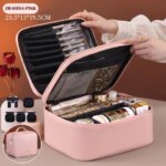 Portable Multi Layer Makeup Brush Mask Storage Travel PU Makeup Cosmetic Bag for Toiletries Skincare (New)