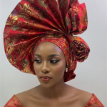 Already Made African Gele Headwear Blue Headtie Womens Turbans Wraps Printed Sego Headtie (New)