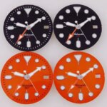 29mm NH34 Watch Dial Face Hand Set for S NH34 GMT Movement Orange Black Dial Plate Green Luminous SKX Mod Parts (New)