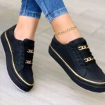 Womens Vulcanized Shoes Large Size Platform Sportstyle Low-top Shoes for Women Leather Lace-up Non-slip Casual Womens Sneakers (New)