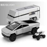 1: 36 New Tesla Pickup RV Simulation Alloy Camping Trailer Model Sound and Light Power Toy (New)