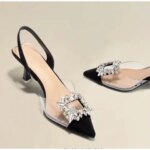 Spring and Autumn Fashion New Sexy Banquet Comfortable Crystal Transparent Solid Color Pointed Toe Womens High Heels Pumps (New)