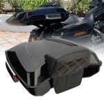 Motorcycle Black Razor Pack Trunk W/ Backrest For Touring Road King Road Street Electra Glide 1997-Up 1998 1999 2022 2023 (New)