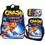 Crash Bandicoot On the Run Schoolbag 3pcs Primary Secondary School Students Cartoon Anime Backpack with Shoulder Bag Mochila (New)