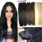 ZZHAIR 100g/Pcs 16"-24" Machine Made Remy Hair Weft Weaving 100% Human Hair Extensions Straight Natural Silk Non-clips (New)