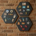 3D Black Magnet Display Board Hexagon Metal Magnet Board Wall Mounted Magnetic Board Modern Fridge Magnet Holder. (New)
