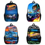 New Arrival Hot Wheels Unleashed Design Battle Kids Backpack Boys Race Car Print Lightweight School Bag (New)