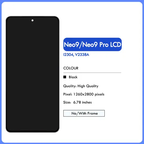 S2487568b563e48bfb38f16c17ae4d707D_480x480q75 678 AMOLED LCD With Frame vivo iQOO Neo 9 5G LCD vivo iQOO Neo9 Pro 5G Display Screen Touch Digitizer Assembly (New) - Image 1