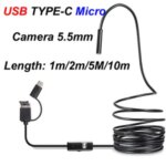 1m/2m/5m/10m TYPE C USB Mini Micro Endoscope Camera 5.5mm Soft Flexible Hard Cable Borescope Inspection Android Smartphone Bangladesh (New)