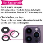 [1 Position ONLY] 5Pcs Original Sapphire Camera Glass iPhone 16 15 14 13 Pro Max (NOT a Set) (New)