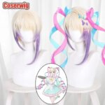 Coserwig Synthetic Hair KAngel Cosplay Wigs Needy Streamer Overload KAngel Straight Light Blonde Mixed Purple Wig Heat Resistant (New)