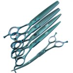 Fenice JP440C 7.0/7.5 inch Dark Green Pet Grooming Scissors Cutting Curved Chunker Fluffy Thinning Shears set For Dog Groomers (New)