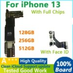 Fully Tested Authentic Motherboard iPhone 13 Mainboard with Face ID Chips Logic Board IOS System Cleaned iCloud 128G 256G Bangladesh (New)