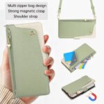 Crossbody Strap Leather Zipper Purse Card Slot Wallet Case Sharp Aquos R11 R10 R9 Pro Sense 10 9 8 7 Wish 6 5 4 Phone Cover (New)